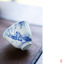 Hengyuan Blue and white Liuxi leisure Jingdezhen blue and white hand-painted master cup tea cup Kung Fu tea set Tea cup