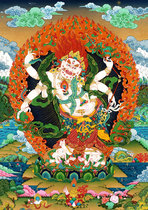 The six-armed white Maha Gala portrait Buddha hall enshrines Buddha portrait painting photo paper plastic packaging thangka crystal table customization