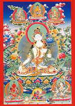 Custom white mother portrait photo paper Plastic Buddhist Tantric Thangka picture Buddha painting marriage 