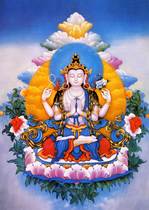 Customized four-arm Guanyin portrait photo paper plastic seal Guanyin Bodhisattva Buddha painting double-sided printing Thangka knot