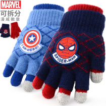 Childrens gloves boys autumn and winter five fingers thick warm touch screen split finger half finger child student gloves