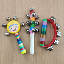 Baby early education hand bell wooden toy 0-1 year old baby puzzle grip can bite tooth glue 3-6 months baby comfort