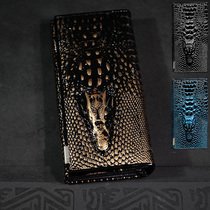  Mens wallet Korean version of the leather tide wallet long zipper hand gold crocodile pattern wallet mens bag handbag horizontal recommended