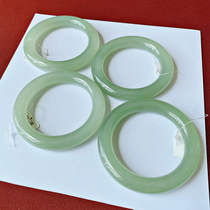 Hetian jade bracelet eyes water color fat thin round bar wide version of the peace bracelet Jasper white jade and the end of the green and white female jade bracelet