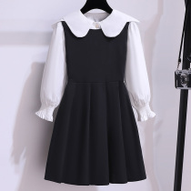 Girls dress dress dress spring and autumn 2021 New Chinese college style long sleeve shirt strap skirt two-piece set