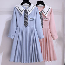 Girls College Winds Dress Spring Autumn 2023 New Internet Red Ocean Princess Dress Autumn Dress Children JK 100 Pleats Skirts