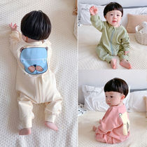 Baby clothes conjoined clothing pure cotton spring dress male and female baby climbing to serve newborn toddler Anti-cool family clothes Harvest