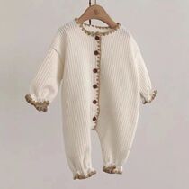 Spring and autumn clothes baby clothes female babys home clothes 0-1-2-year-old one-piece clothes out to climb for baby boy long sleeve pyjamas