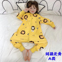 Baby pure cotton long sleeve sleeping bag spring and summer without bones and kicking quilt in childrens home clothes in childrens conjoined pyjamas