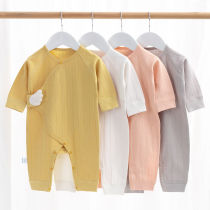 Baby Conjoined Clothes Spring Autumn Pure Cotton Newborn Khacoat Without Bones Climbing To Fall Womens Early Birth Baby Sleepwear Autumn Clothing