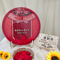 Straw rabbit wedding gift love sign board book Shaking sound photo frame signature book Creative round Chinese style Xiuhe