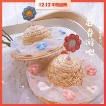 papa Meow ~ spring summer pet straw hat little fairy hat cat hat hat teddy dog ins Wind photo props