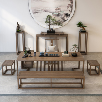 Light luxury solid wood new Chinese tea table and chair combination simple modern teahouse tea shop tea table log tea ceremony tea table