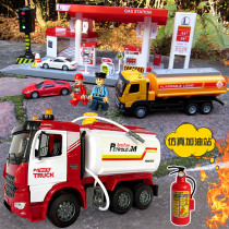 Gas station scene toy house children Girl Puzzle simulation traffic light model boy car gift