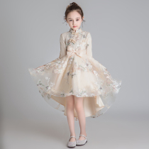 Little flower girl princess dress girl puffy gauze host piano performance clothing childrens wedding birthday girl evening dress