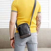 Leather small bag mens shoulder bag messenger bag 2021 new trendy spring backpack soft leather oblique cross vertical style personality to work