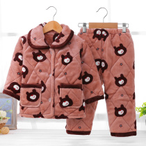 Winter childrens pajamas coral velvet Winter girl boy boy baby plus velvet thickened flannel home clothing