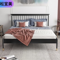 Wrought iron bed Nordic simple light luxury modern 1 5 meters double 1 8 beds Iron bed frame thickened reinforced home master bedroom