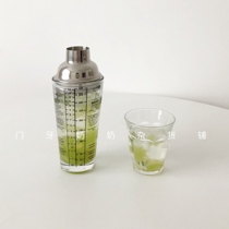 ins stainless steel with graduated glass snow cup tea beverage hand-cranked wine glass cocktail shaker
