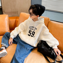 Boys sweatshirt Spring and Autumn 2022 New Medium and Large Childrens Wear Sports Hooded Undershirt Fried Street Boys Top Tide