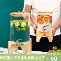 High temperature resistant tea beverage barrel large capacity with faucet commercial glass lemon fruit tea milk tea cold drink beer barrel