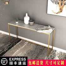 Modern minimal marble bar table Iron high chair by wall long tables light luxury display table