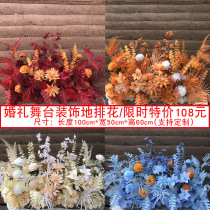 New wedding flowers row flower row flower table road guide layout simulation silk flower wedding decoration flower art Red Ground row flowers