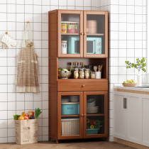 Kitchen rack with door storage cabinet kitchen supplies floor multi-level cupboard living room balcony storage cabinet bamboo wood