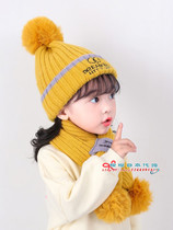 日本儿童帽子秋冬毛线帽可爱围巾一体套装男女童女孩宝宝保暖