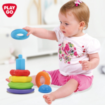 playgo stacked ring childrens puzzle rainbow tower ring 0-1-2 years old baby early education 9 months baby toy