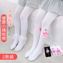 Girls White dance socks cotton spring and autumn thin childrens pantyhose little girl lace stockings 5 Summer 3 6 9 years old