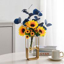 Sunflower Pseudoflower Emulation Flowers Light Extravaganza 2021 New Living Room Vase Flower Arrangement Furnishing Plastic Bouquet Pendulum