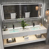 Light luxury simple double-layer marble wall type one washbasin hotel bathroom wash table combination