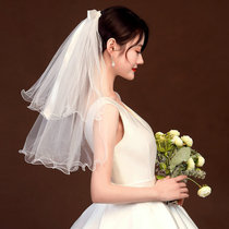 Certificate registration small head yarn proposal French Super fairy son white wedding headdress 2021 New bow short