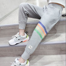 Girls pants 2021 Spring and Autumn new autumn childrens gray sports pants in the big children autumn thin casual pants