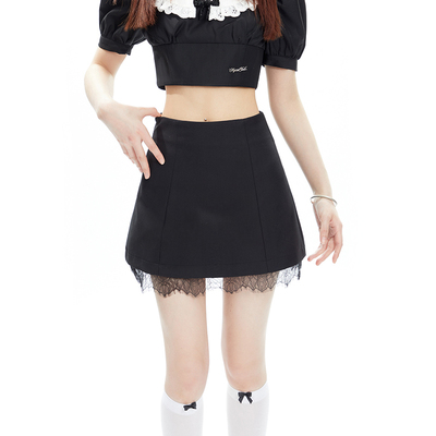 taobao agent Black summer sexy lace mini-skirt, A-line