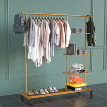 Hanging clothes rack floor movable multi-layer storage Simple drying rack indoor clothes and hats floor rack living room