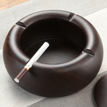 Retro black sandalwood Chinese style with lid ashtrays wood creative personality trend big number home living room anti-fly ash