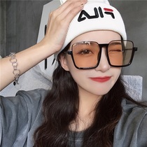 Tea Color Sunglasses Women 2022 New anti-UV large face Slim Glasses Mesh Red Ink Mirror Advanced Sensins