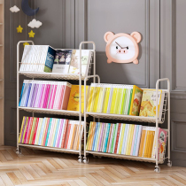 Childrens bookshelves FLOOR EASY SHELF MULTILAYER MOVABLE IRON ART DRAWING BOOK SHELVES BABY SMALL BOOKCASE HOME