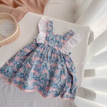 Childrens clothing year summer female baby flower Flower small flying sleeve cotton dress children sweet vest skirt ins tide