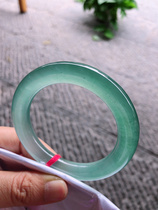 Myanmar old pit A cargo floating jade bracelet high ice Wood snowflake cotton round clear water blue jade bracelet