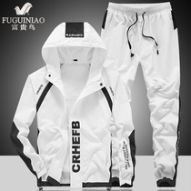 Fugui bird new casual sportswear suit men Spring and Autumn Tide brand large size jacket men running clothing two-piece set
