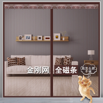 Screen door anti-mosquito door curtain Velcro double open door push-pull household summer King Kong mesh screen window the whole whole magnetic stripe