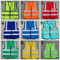 Reflective vest vest safety clothing multi-pocket mesh fluorescent yellow green red grid
