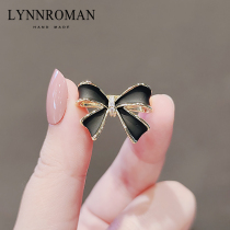 LYNNROMAN Japanese retro black bow tip needle female 2022 new tide needle suit accessories