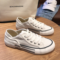 Hong Kong style retro canvas shoes womens 2021 summer new board shoes flat student white shoes all-match casual shoes ins