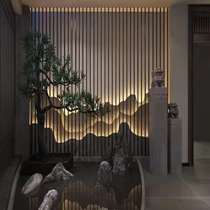 Outdoor stainless steel screen rockery background wall partition titanium grille landscape painting hotel lobby porch decoration