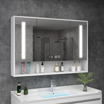 Semi-open smart mirror cabinet Bathroom with light mirror cabinet Wall-mounted human body induction bathroom defogging with shelf