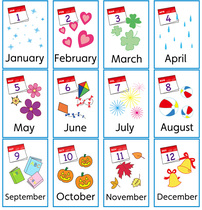 Months English month week card early education Enlightenment flash card kindergarten parent-child learning English teacher teaching aids